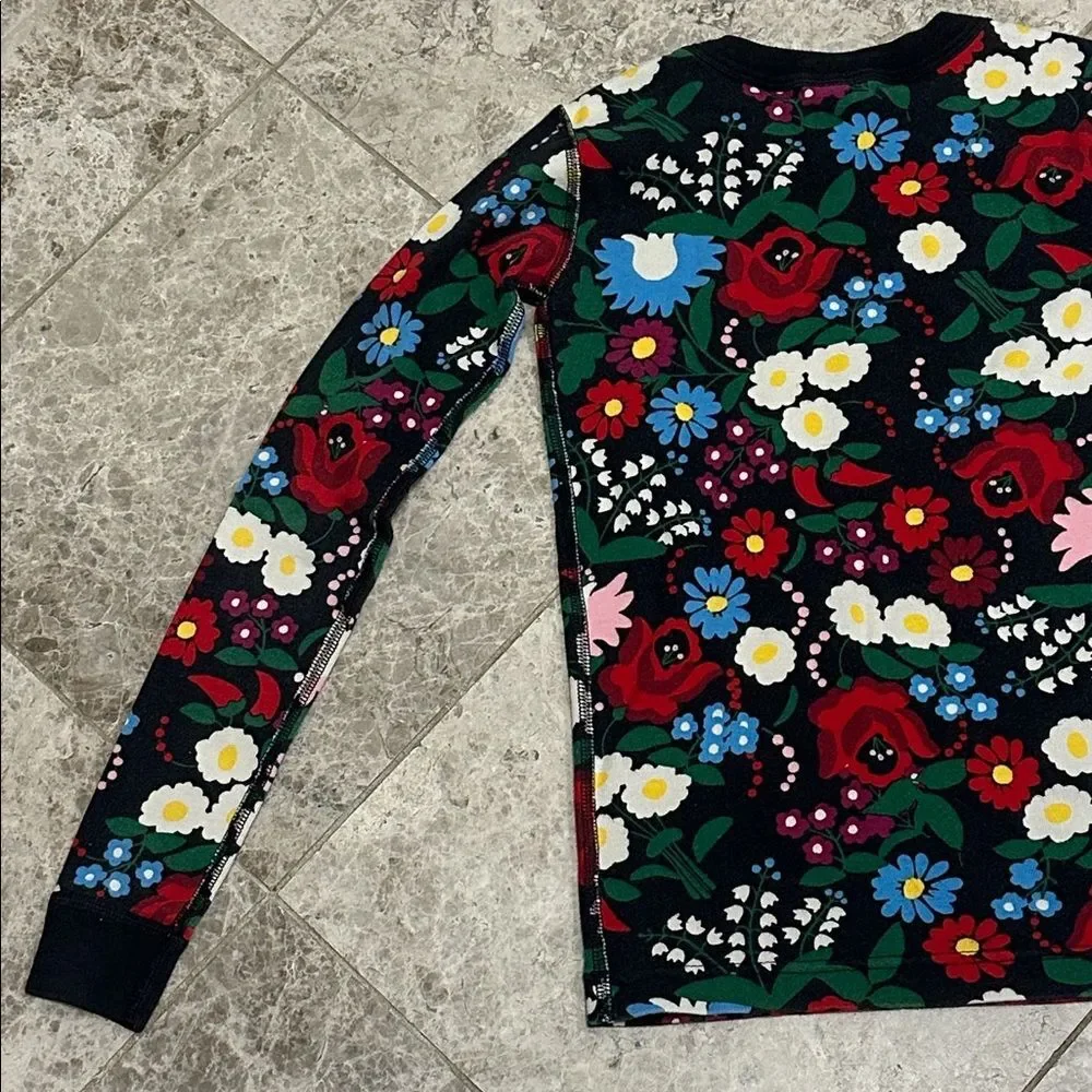Hanna Andersson Festive Flowers Long John PJ Pajama Set Size 140 US 10
